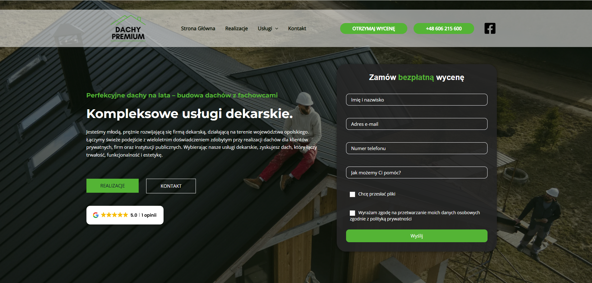 Realizacja adscode - Strona internetowa DachyPremium.pl